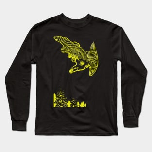 Minimalized Eagle in flight against a snowy sky Long Sleeve T-Shirt